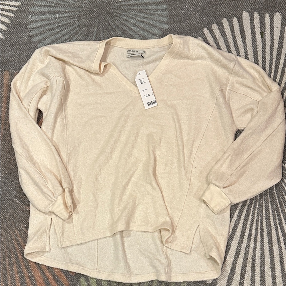NEW Urban Outfitters Cream Fleece Lillu Shirt